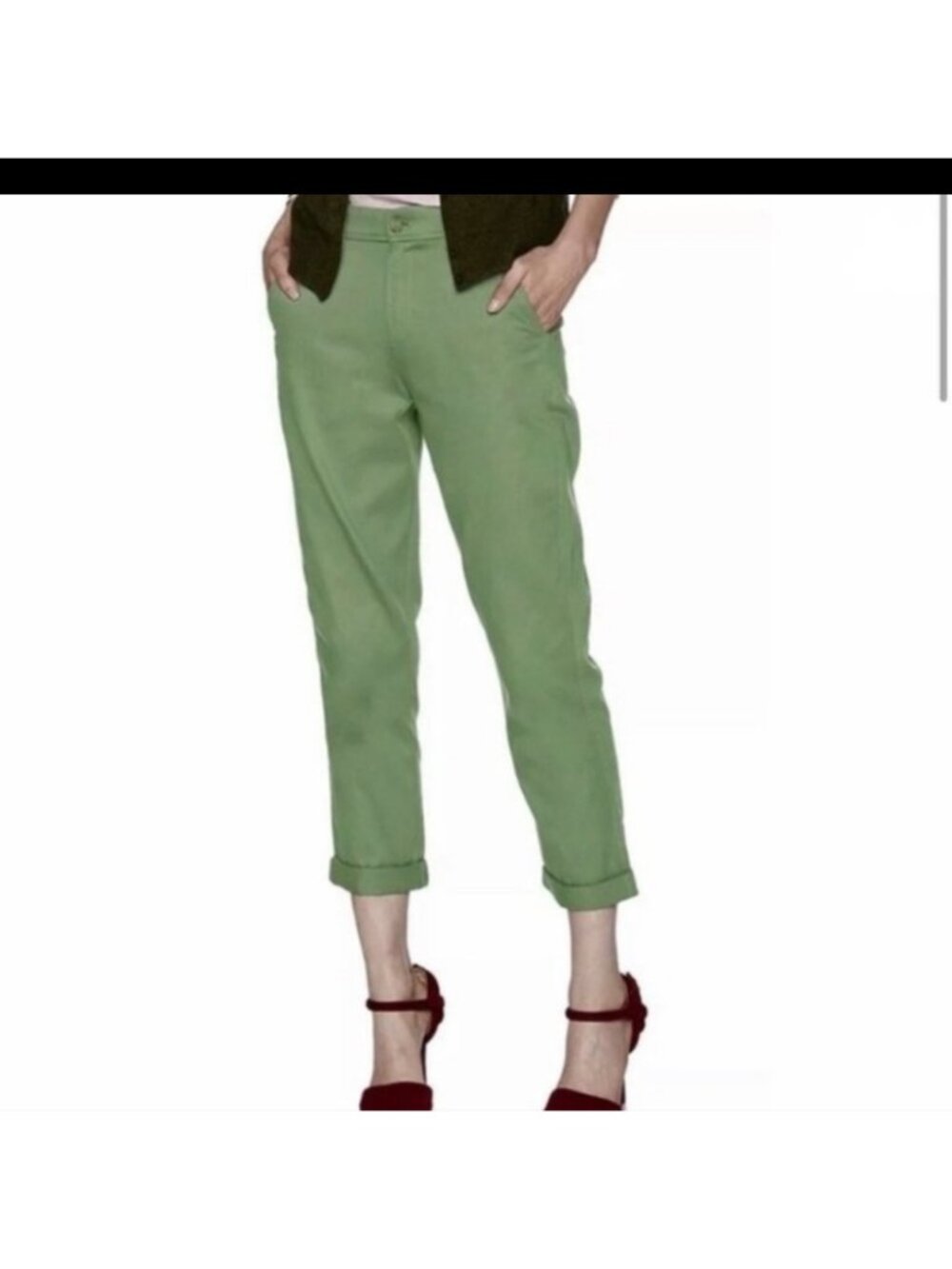 J. Crew Slim Chino Boyfriend - Size 4 - Olive Green, Summer,  100% Cotton